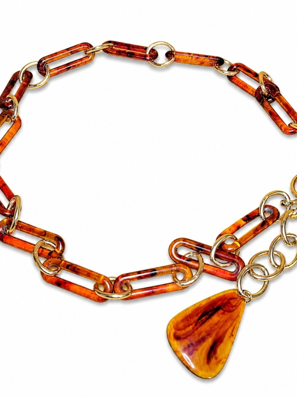 Y2K Tortoise Link Belt Lightweight Acrylic Chain Belt Coastal Boho Fashion